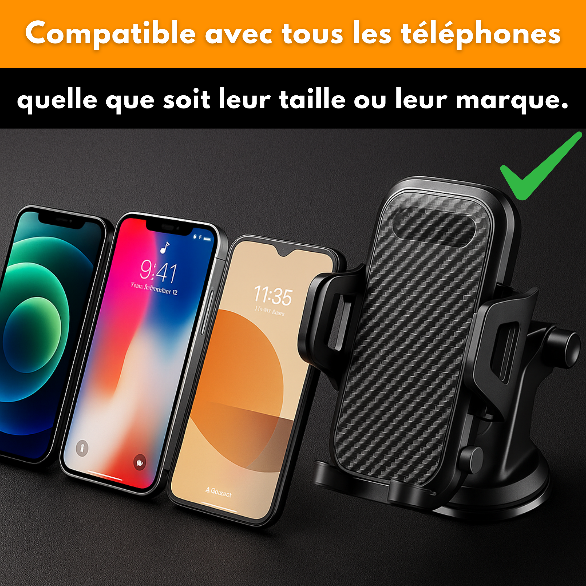 Supporto universale per telefono da auto – Ventosa a 360°