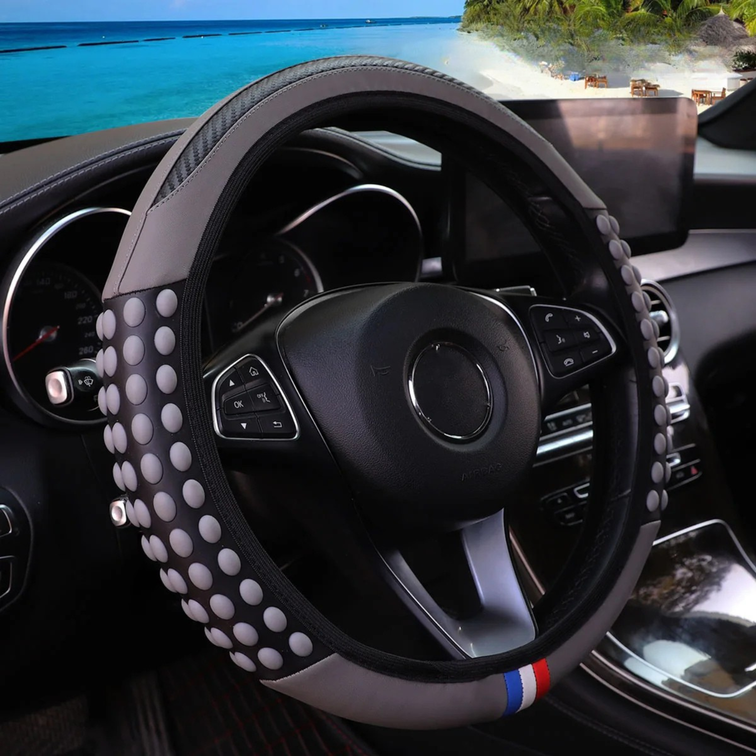 Coprivolante in silicone antiscivolo e massaggiante | Stile fibra di carbonio, senza anello rigido