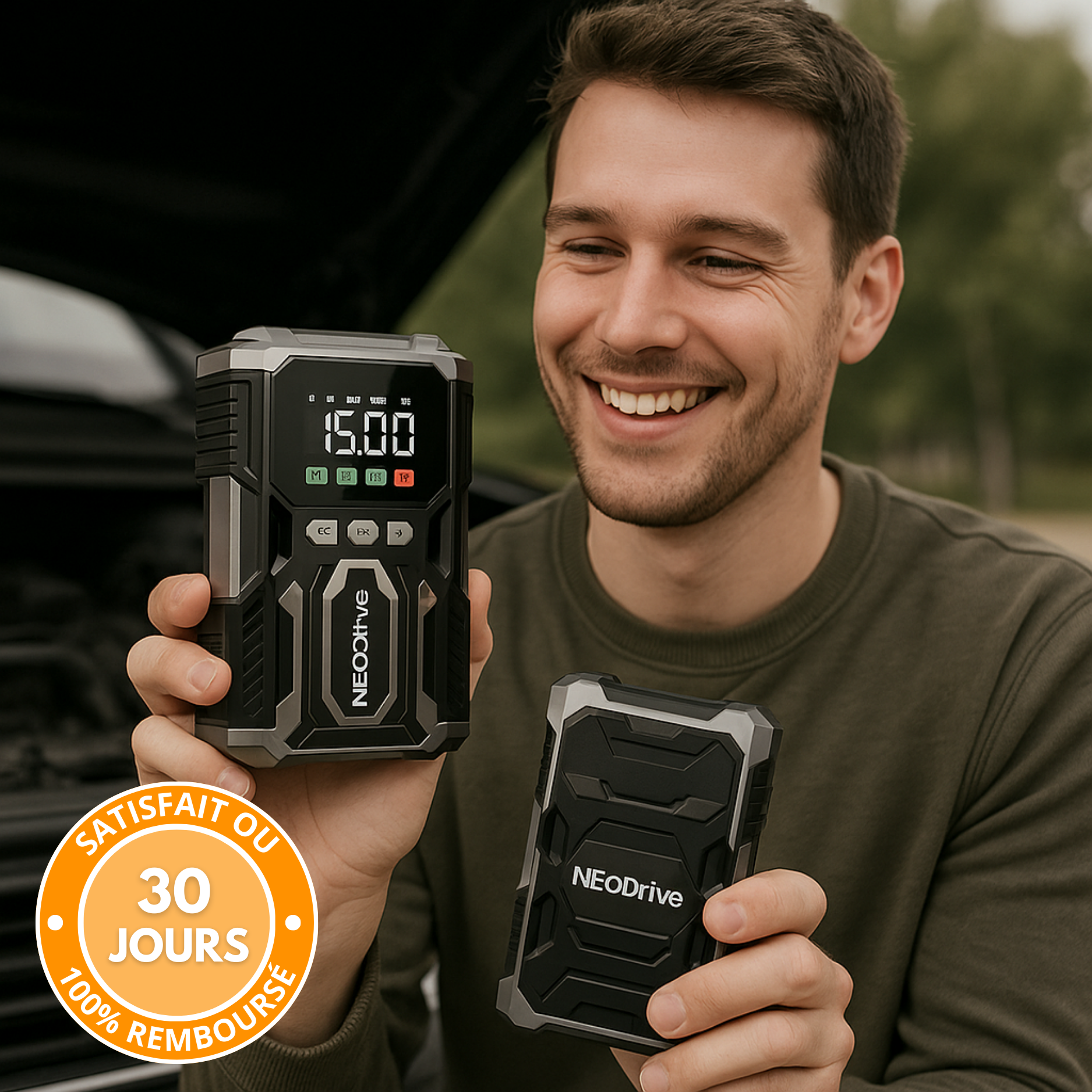 Avviatore di emergenza per auto: booster di batteria e compressore per auto, potente e portatile