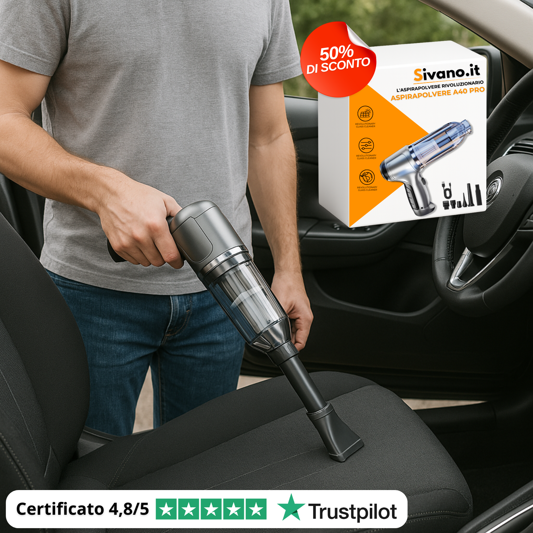 Aspirapolvere A90 PRO per auto senza fili potente – Compatto, leggero e ricaricabile