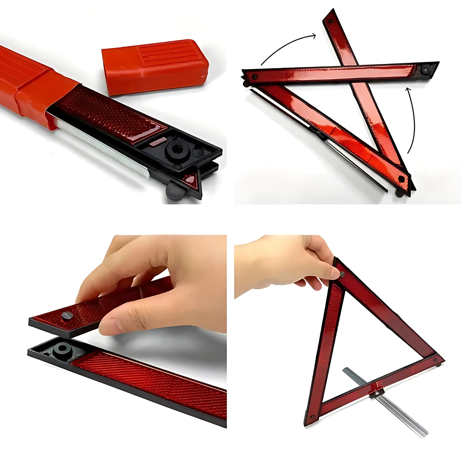 Segnale di emergenza riflettente per auto – Triangolare, pieghevole, 30x30 cm