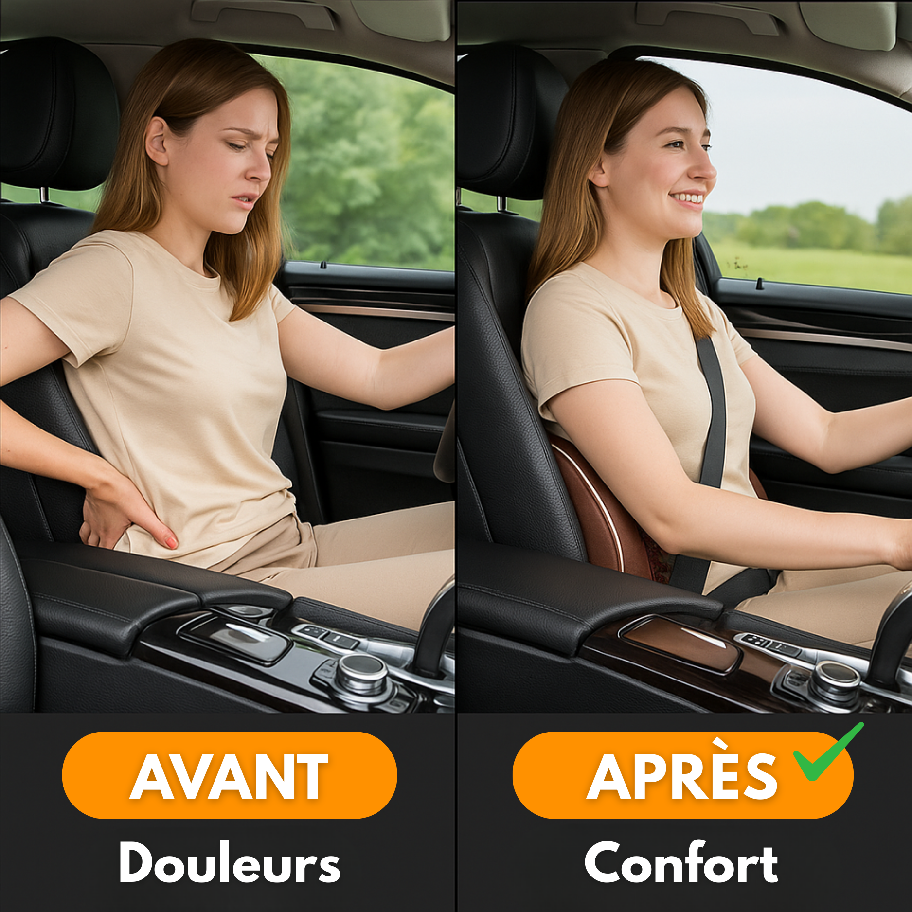 Cuscino ergonomico per supporto lombare per auto – Rete traspirante