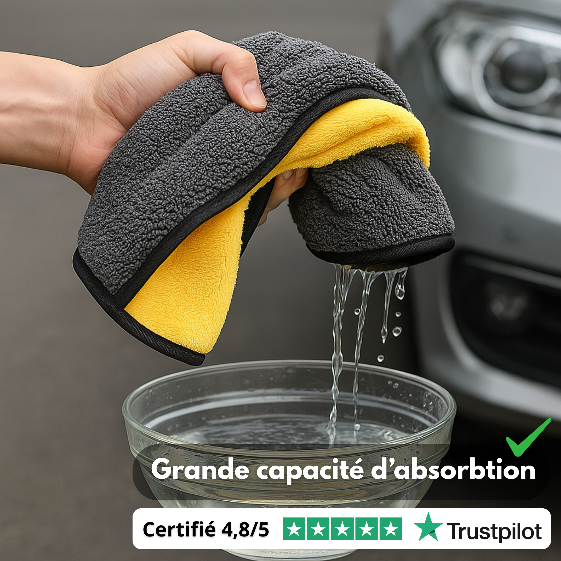 Panno in microfibra per auto 30x60 cm – Super assorbente, morbido e spesso per lavaggio, asciugatura e cura dell’auto
