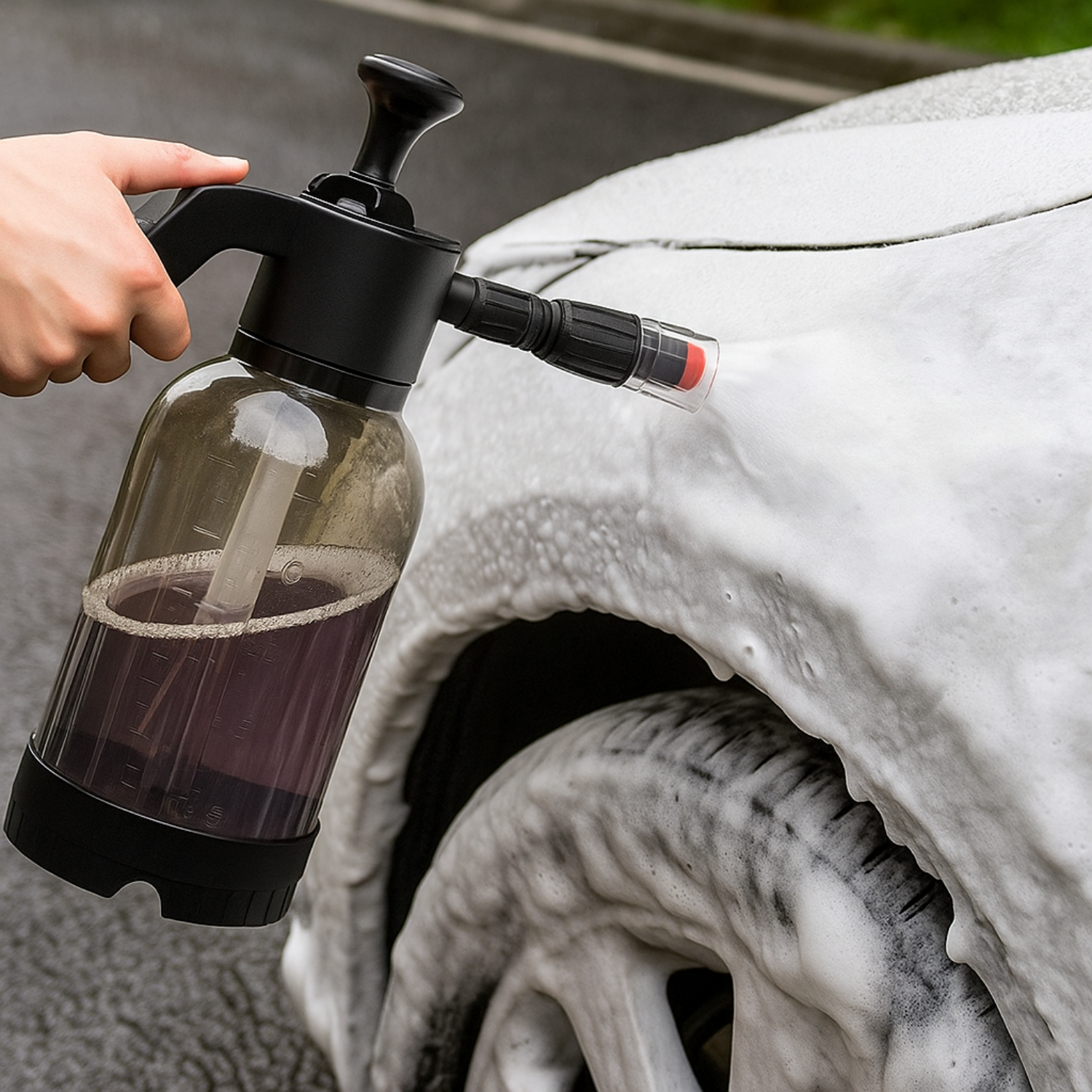 1 spruzzatore di schiuma per autolavaggio portatile da 2 litri: pompa a pressione versatile per la cura dettagliata dell'auto