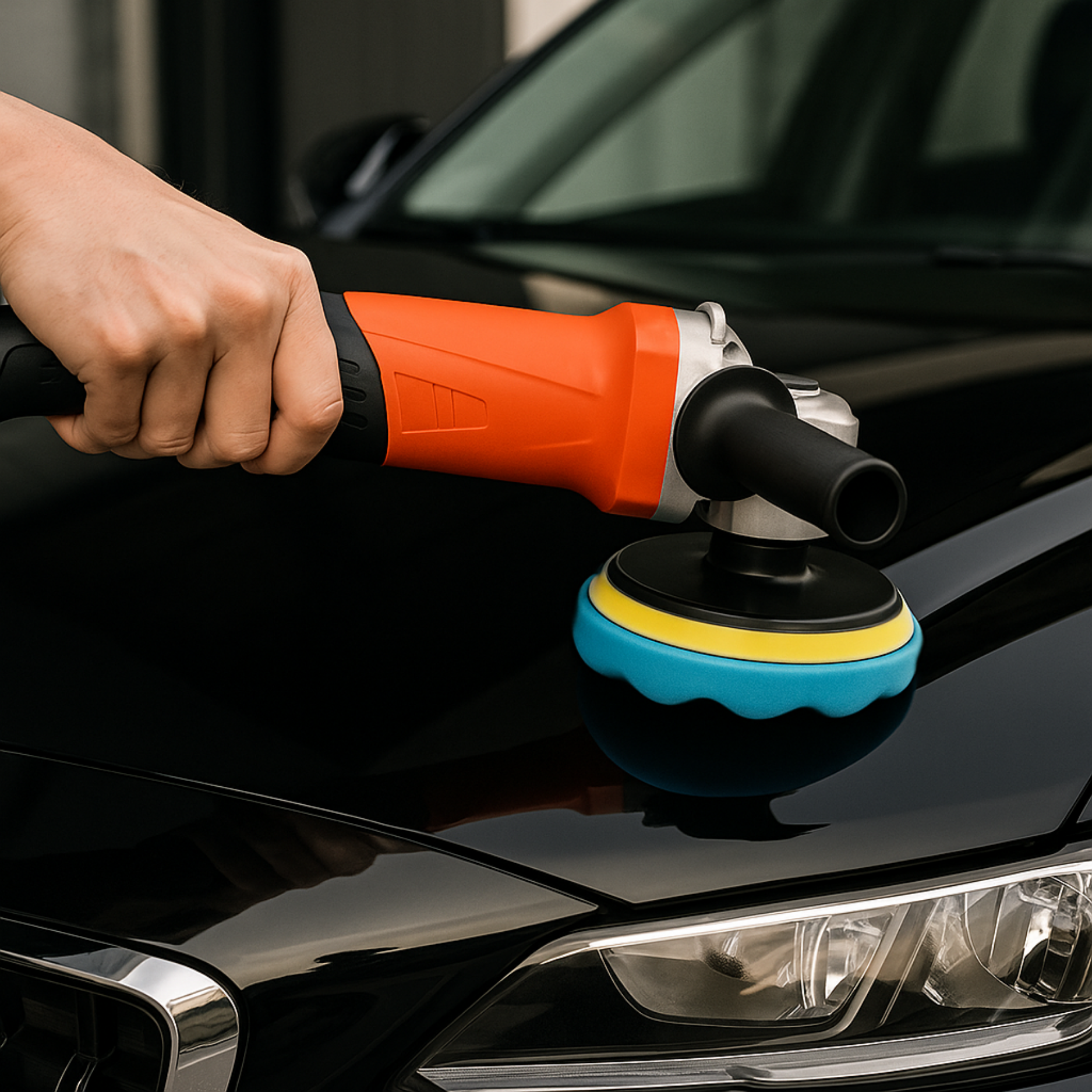 Lucidatrice elettrica per auto da 1200 W – Lucidatrice professionale per carrozzeria con 14 tamponi | Ripara graffi e ripristina la lucentezza