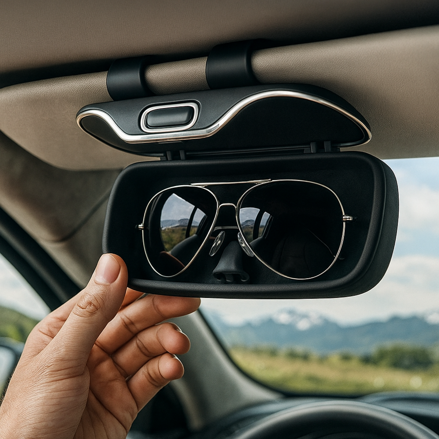 Custodia per occhiali da auto – Supporto universale antigraffio per occhiali da sole – Supporto ultra stabile
