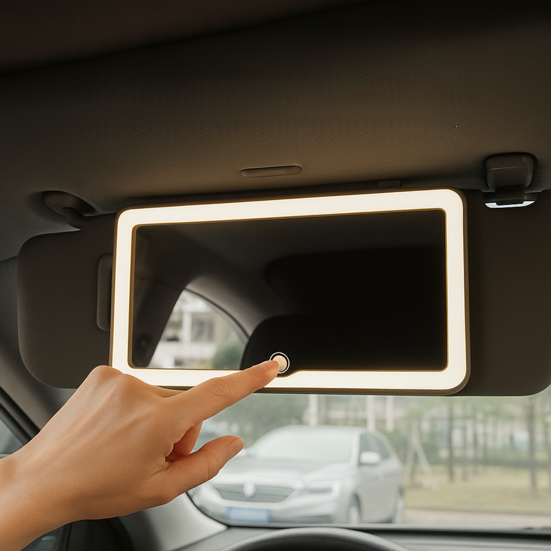 Specchio per il trucco a LED per auto: luce touch e ricaricabile