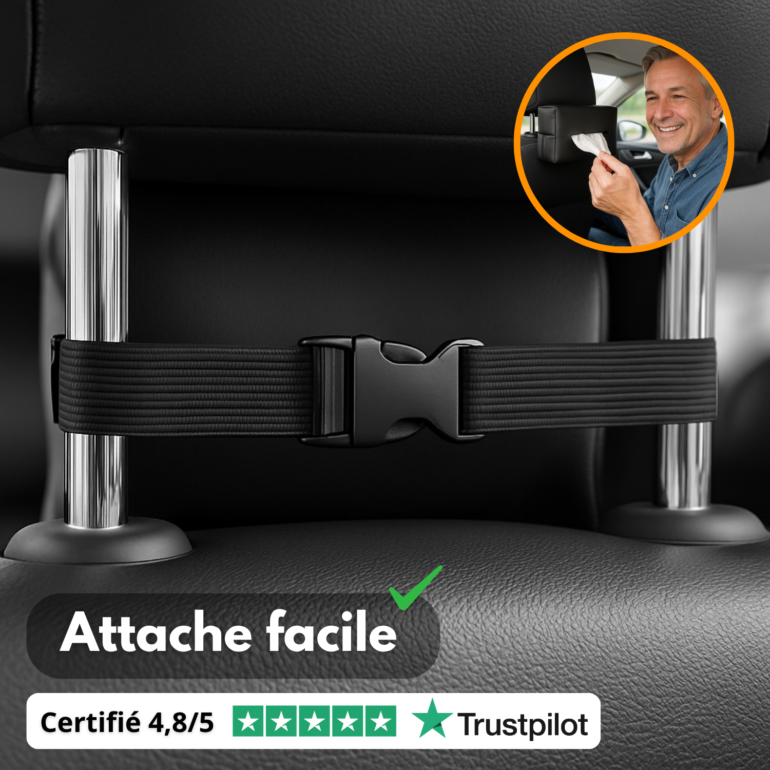 Portafazzoletti in pelle per auto – Supporto universale per visiera parasole, sedile e bracciolo