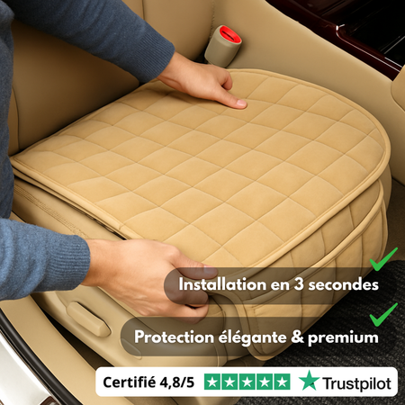 Coussin de siège voiture confortable – Housse matelassée antidérapante, protection universelle en cuir pour siège auto