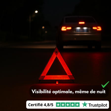 Segnale di emergenza riflettente per auto – Triangolare, pieghevole, 30x30 cm