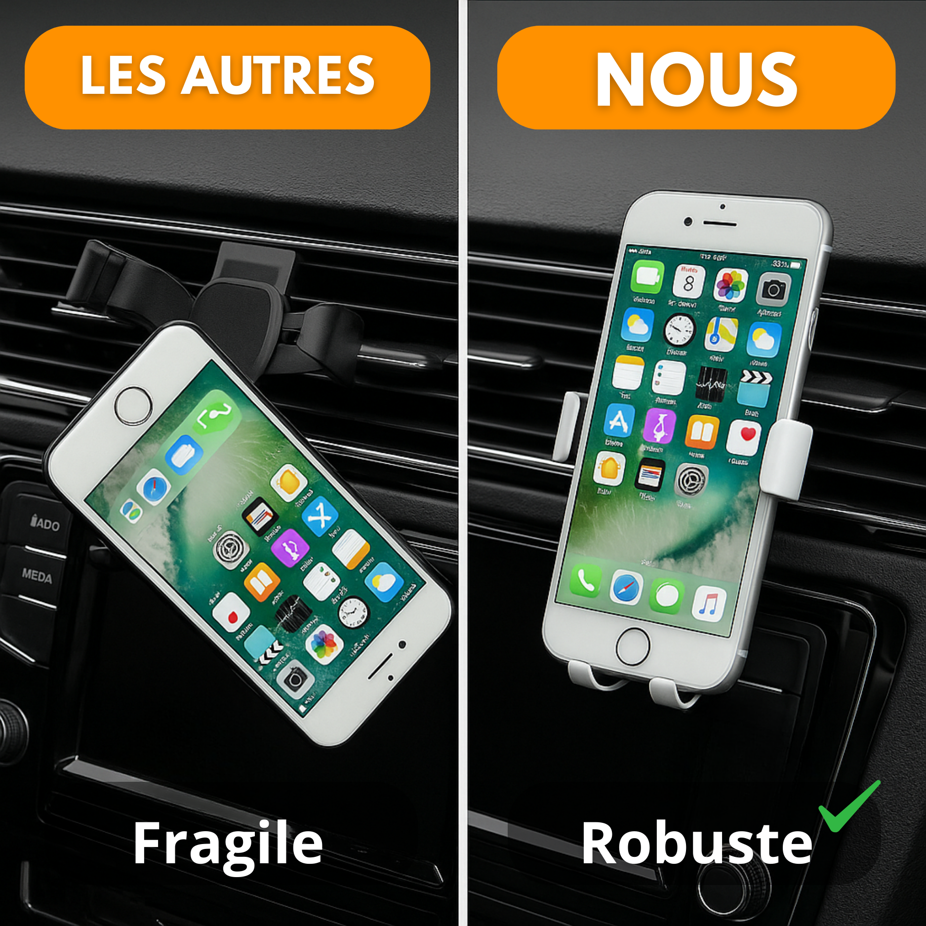 Supporto universale per telefono da auto per bocchetta dell'aria: supporto stabile e utilizzo intuitivo