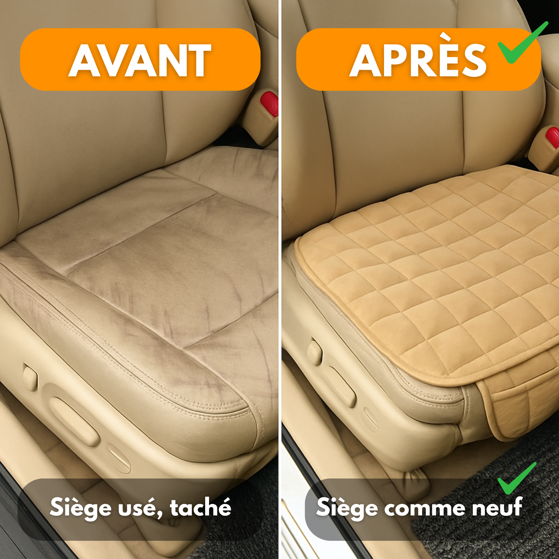 Comodo cuscino per sedile auto – Rivestimento trapuntato antiscivolo, protezione universale in pelle per sedile auto