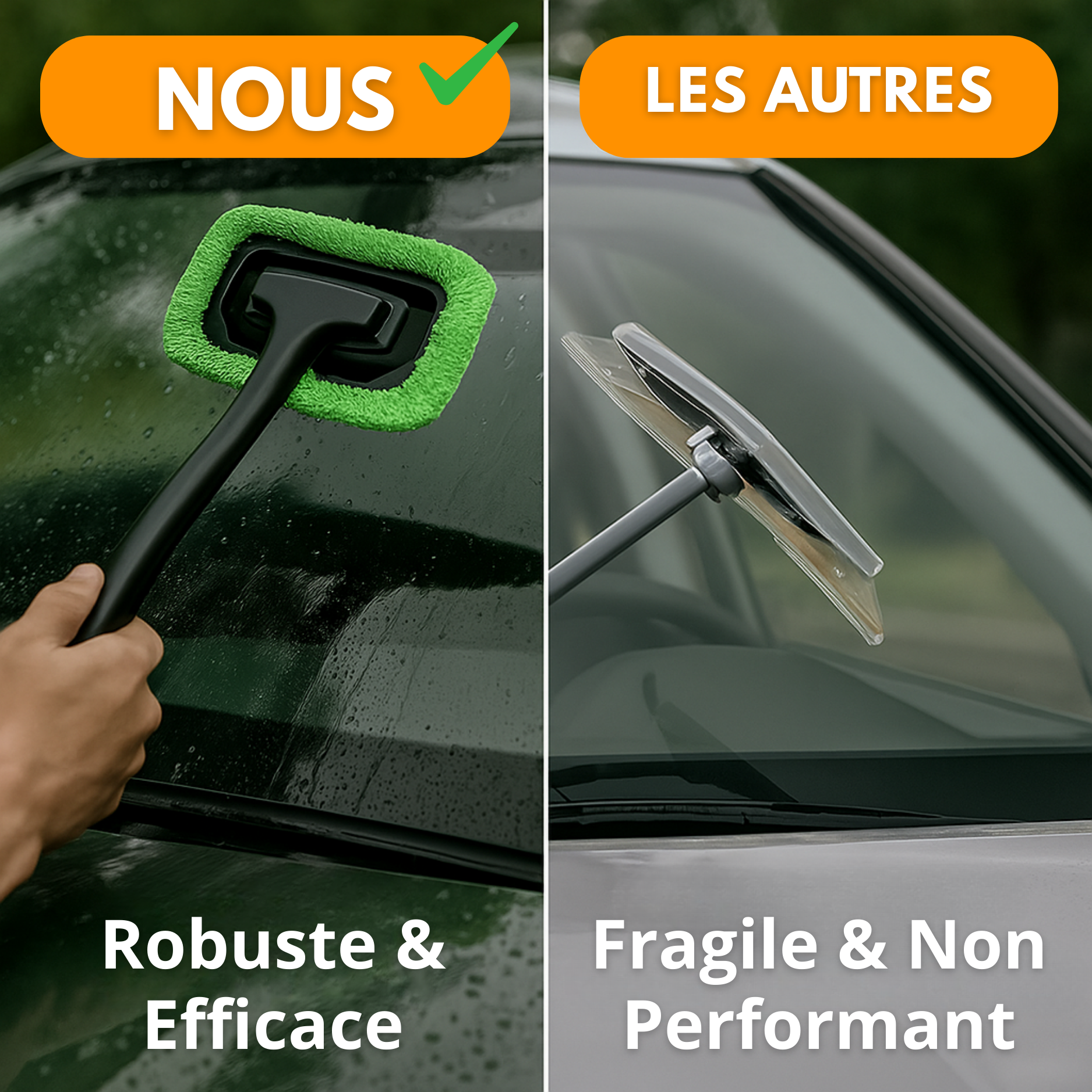 Spazzola per la pulizia del parabrezza dell'auto - Microfibra e manico lungo