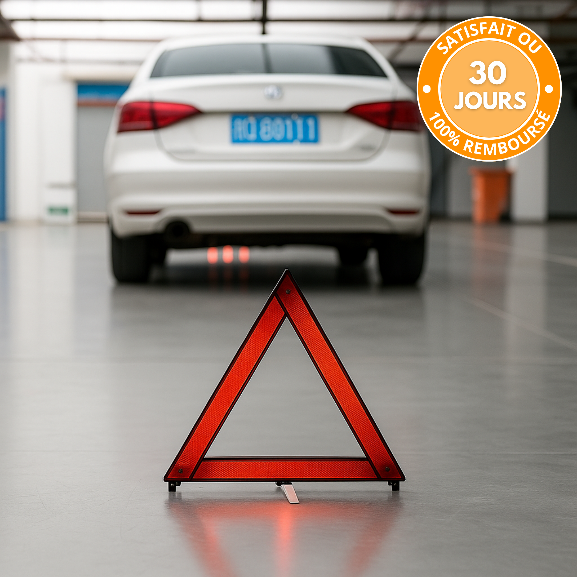 Segnale di emergenza riflettente per auto – Triangolare, pieghevole, 30x30 cm