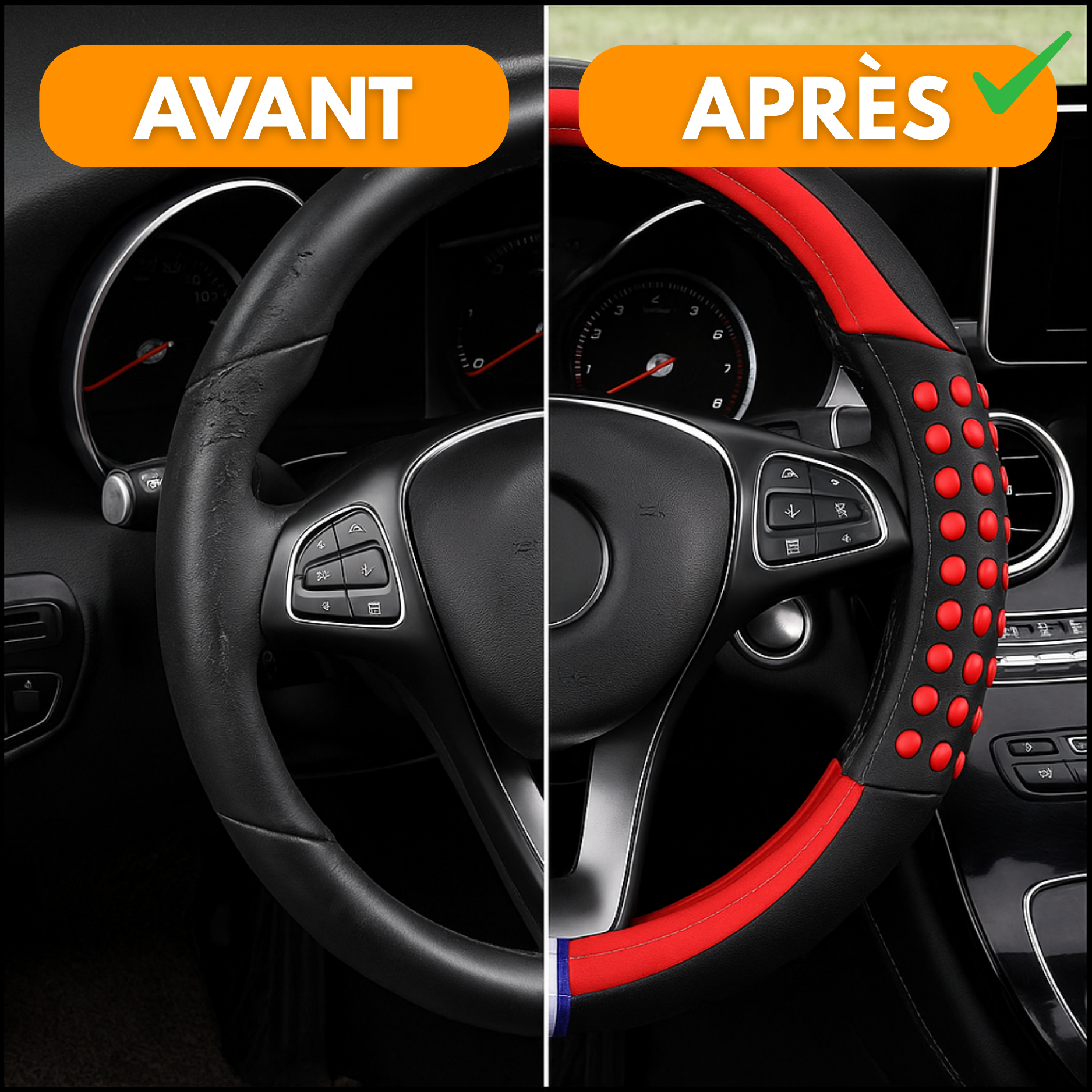 Coprivolante in silicone antiscivolo e massaggiante | Stile fibra di carbonio, senza anello rigido