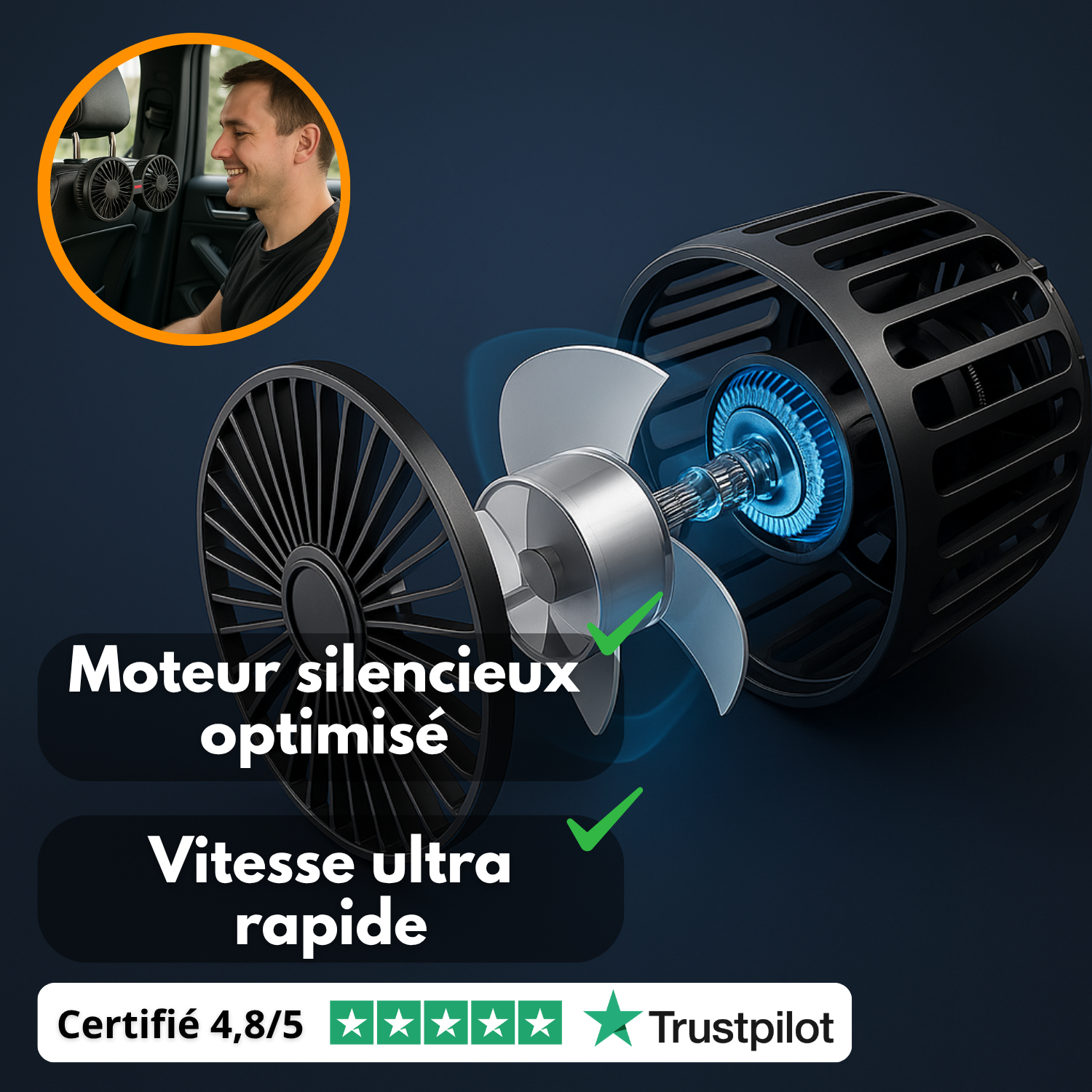 AirCool 360 – Ventilatore per auto a doppia testa ultra-raffreddante