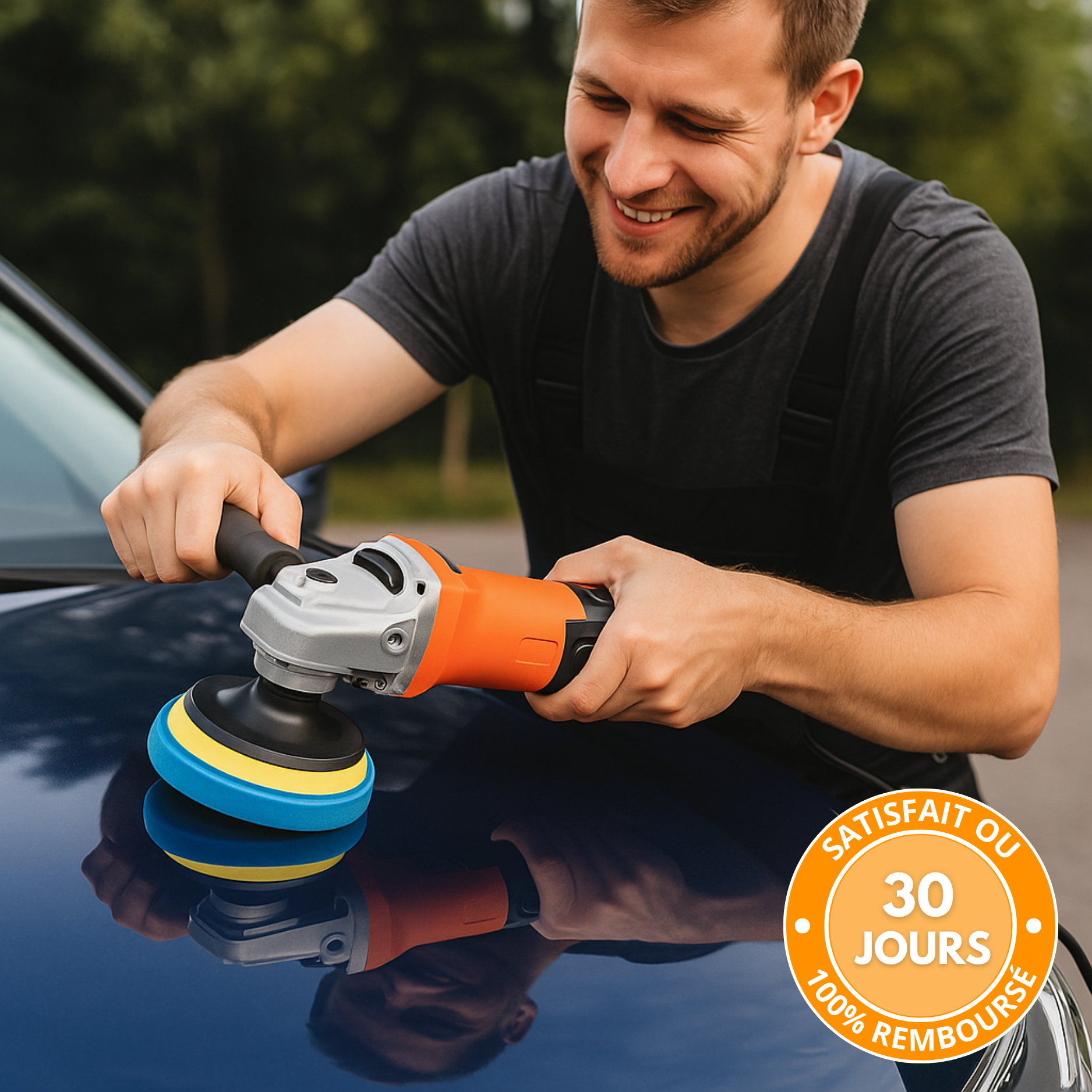 Lucidatrice elettrica per auto da 1200 W – Lucidatrice professionale per carrozzeria con 14 tamponi | Ripara graffi e ripristina la lucentezza