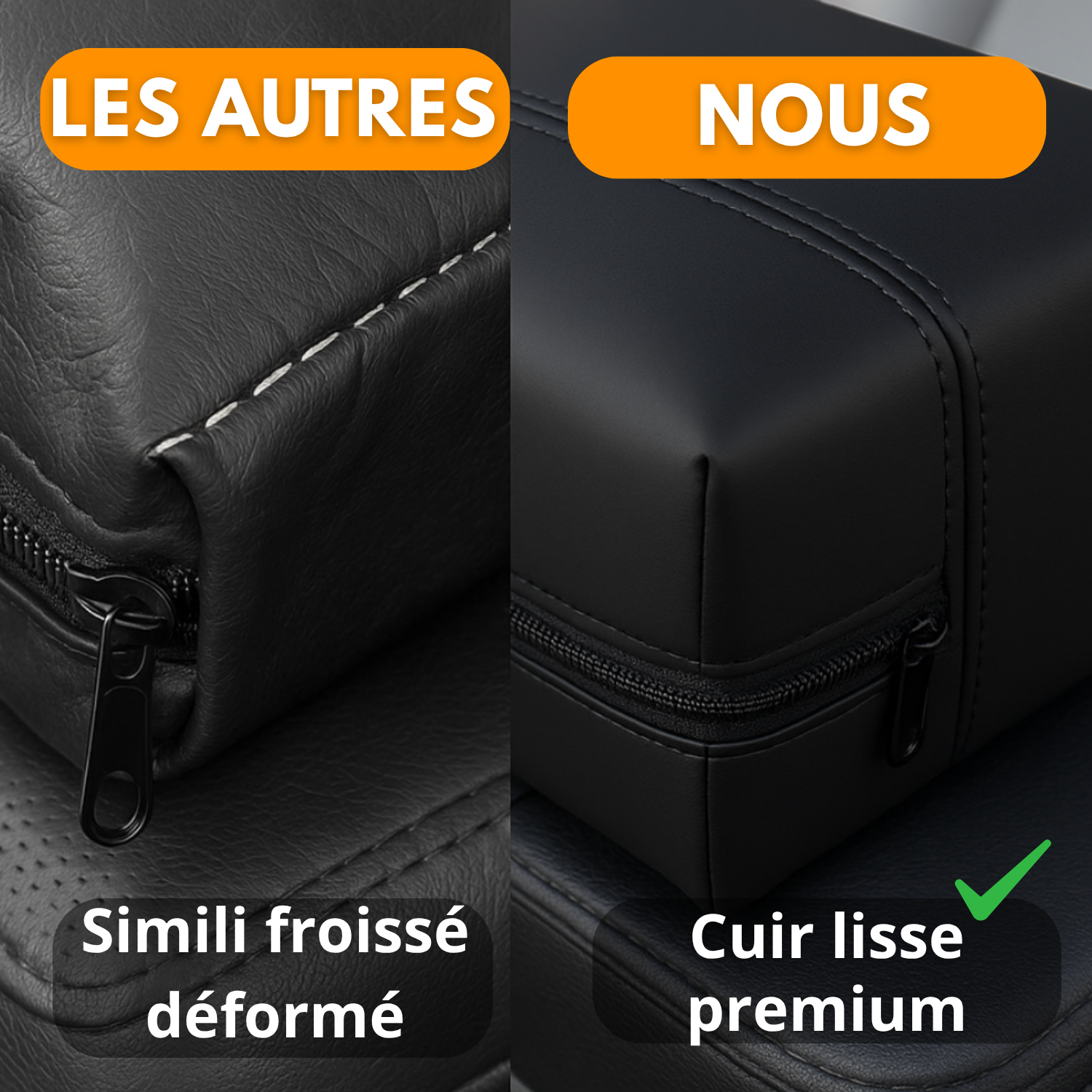 Portafazzoletti in pelle per auto – Supporto universale per visiera parasole, sedile e bracciolo