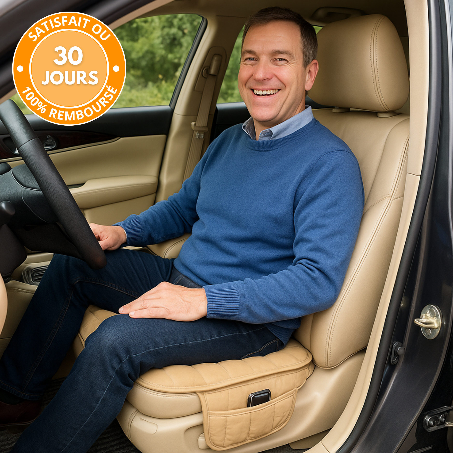 Comodo cuscino per sedile auto – Rivestimento trapuntato antiscivolo, protezione universale in pelle per sedile auto