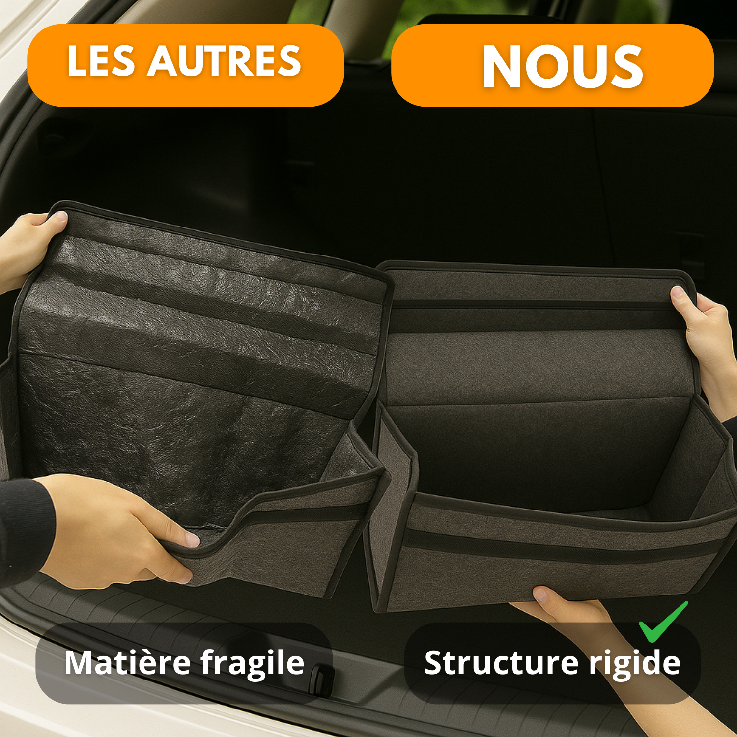 Organizer per bagagliaio auto – Grande capacità – Pieghevole, leggero, antiscivolo, con maniglia