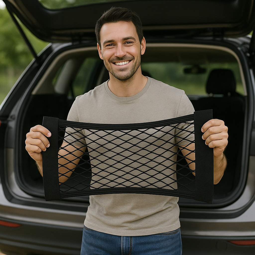 Rete portaoggetti autoadesiva per bagagliaio auto - Organizer per auto