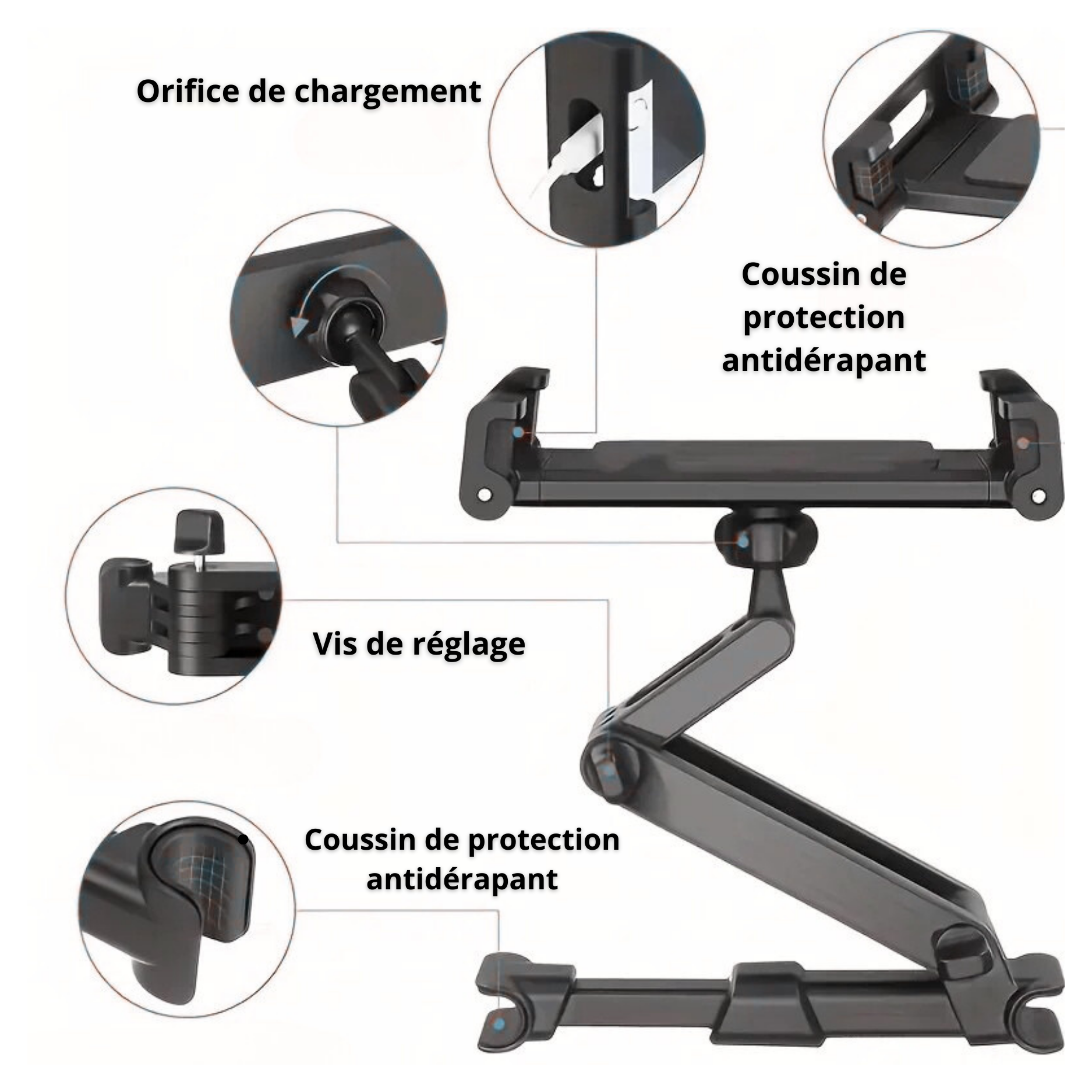 Supporto universale per auto per tablet e smartphone – Poggiatesta regolabile