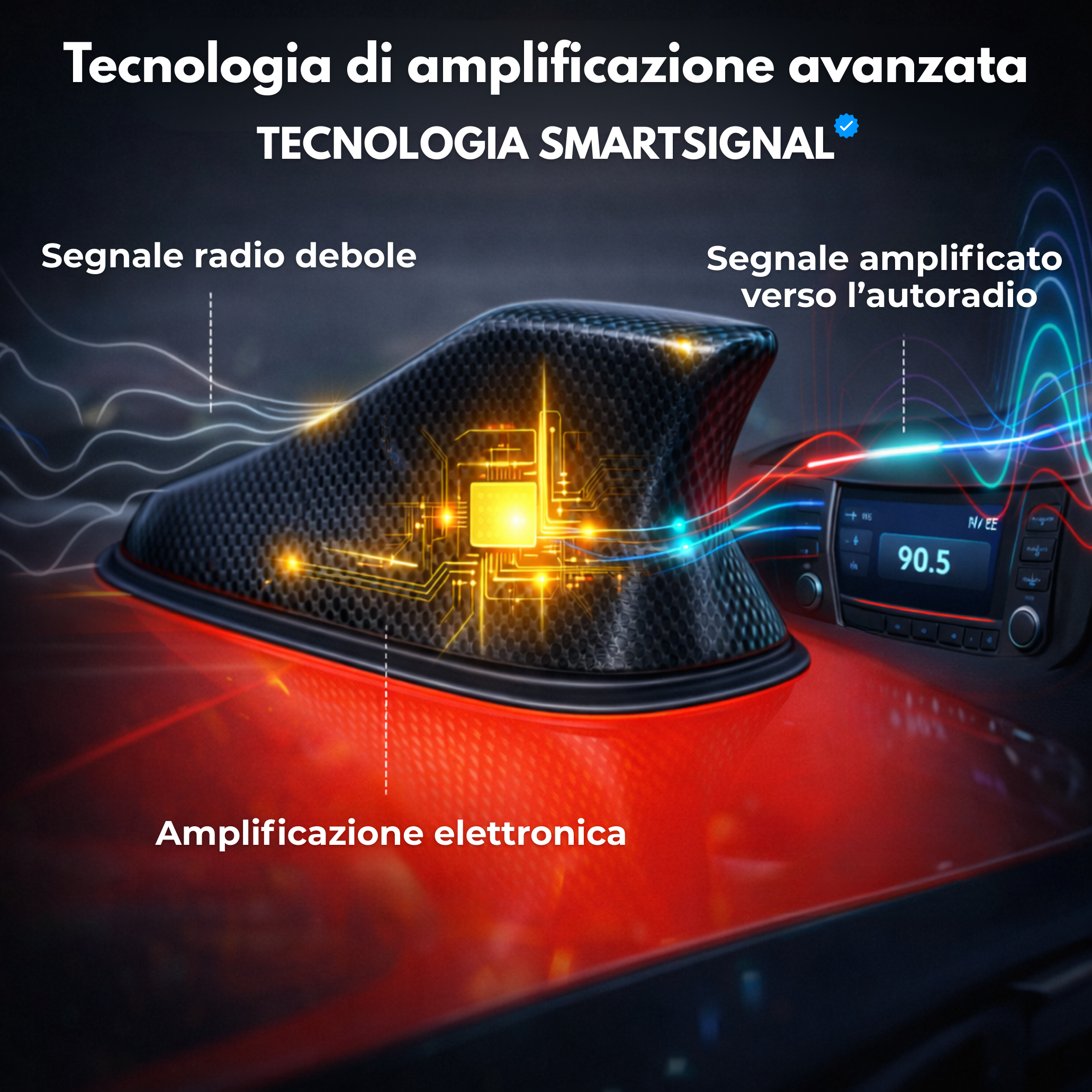 Amplificatore antenna auto Shark: migliore ricezione radio