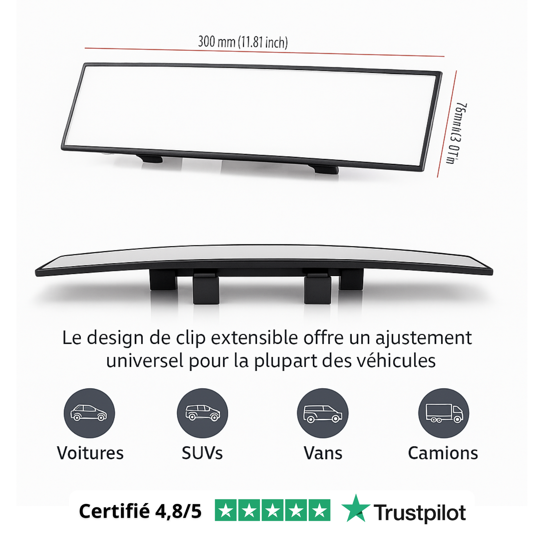 Specchietto retrovisore grandangolare per auto – Vista panoramica, installazione universale e maggiore sicurezza