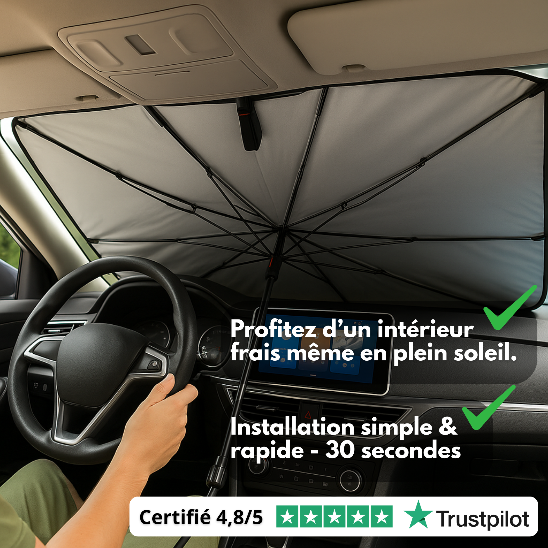 Parasole anteriore anti-calore UVX 26 PRO™ – Fino a -30°C all'interno dell'abitacolo