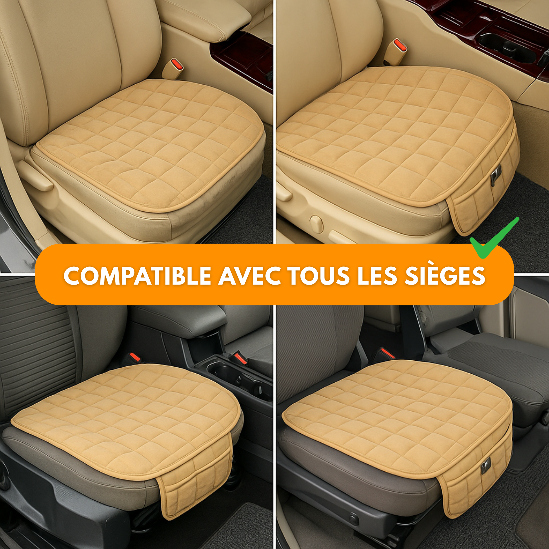 Comodo cuscino per sedile auto – Rivestimento trapuntato antiscivolo, protezione universale in pelle per sedile auto