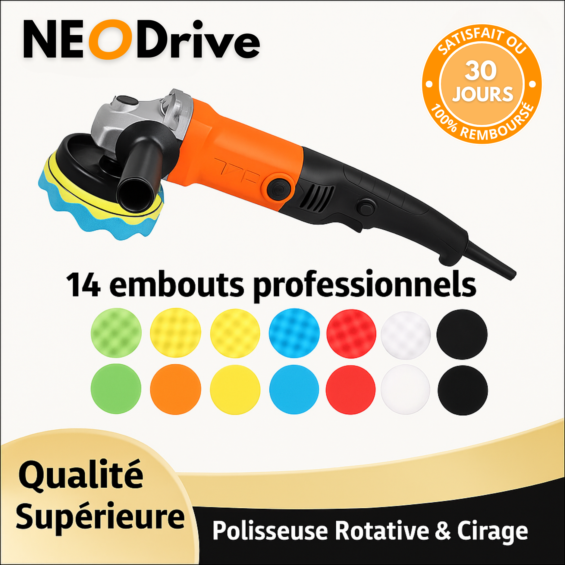 Lucidatrice elettrica per auto da 1200 W – Lucidatrice professionale per carrozzeria con 14 tamponi | Ripara graffi e ripristina la lucentezza