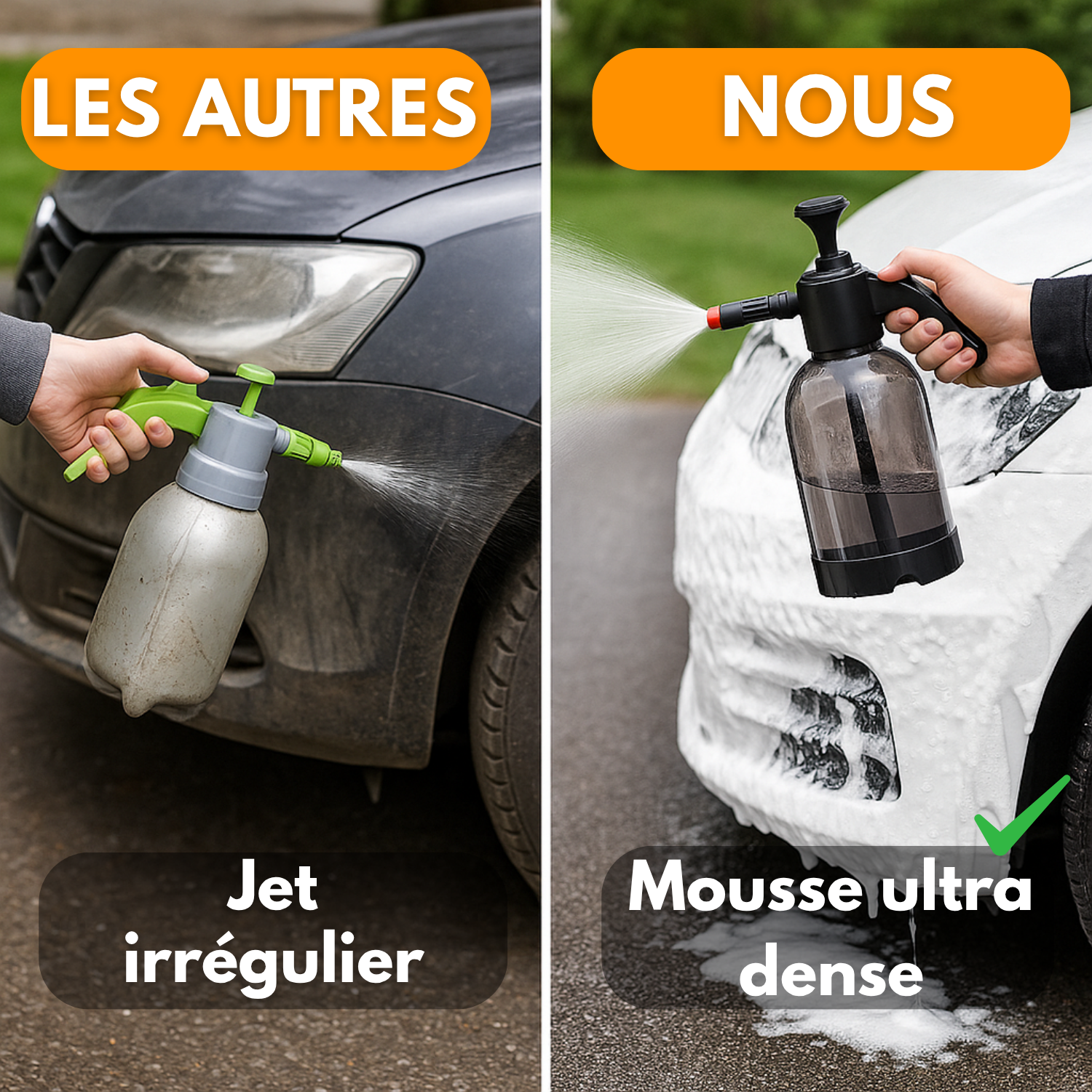 1 spruzzatore di schiuma per autolavaggio portatile da 2 litri: pompa a pressione versatile per la cura dettagliata dell'auto