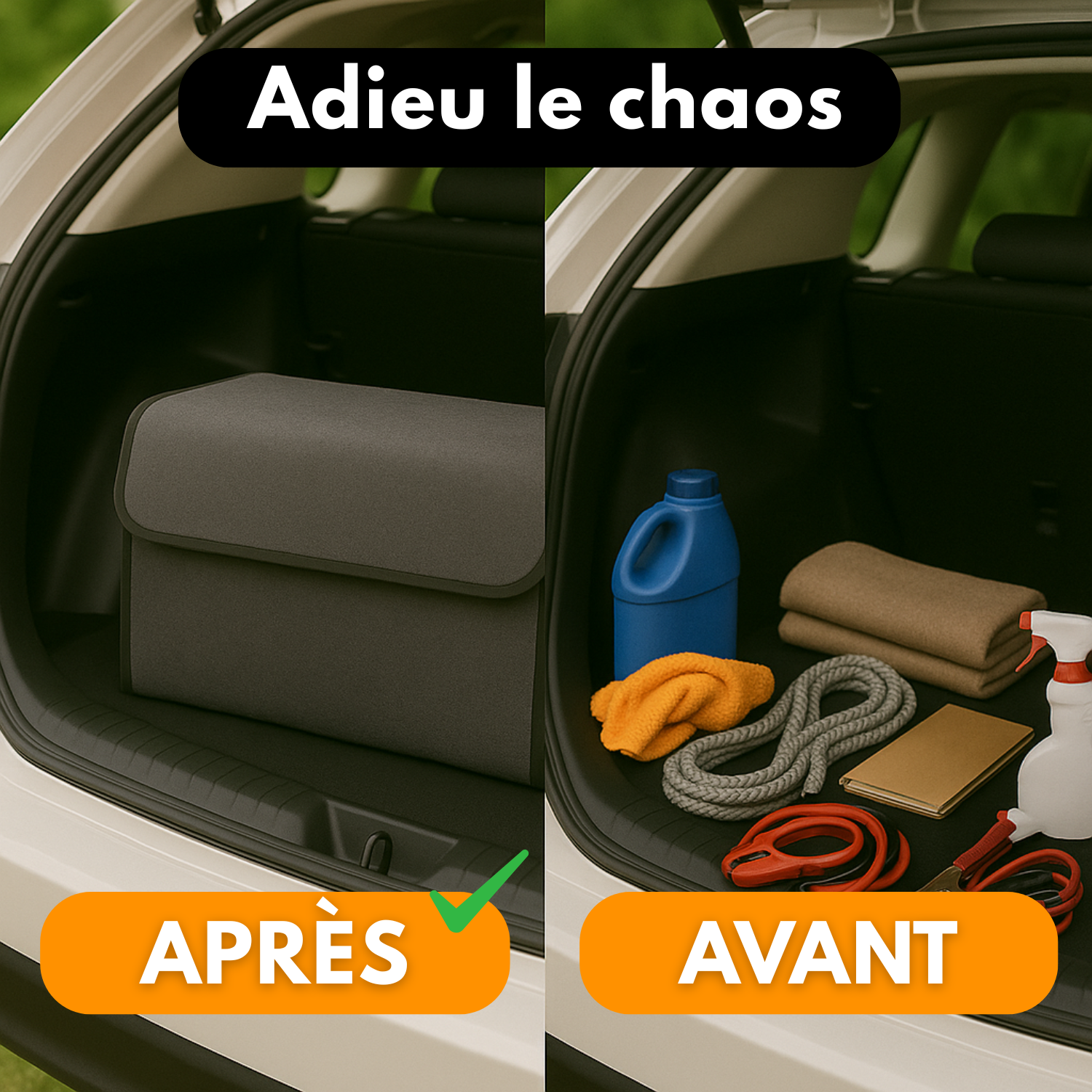 Organizer per bagagliaio auto – Grande capacità – Pieghevole, leggero, antiscivolo, con maniglia