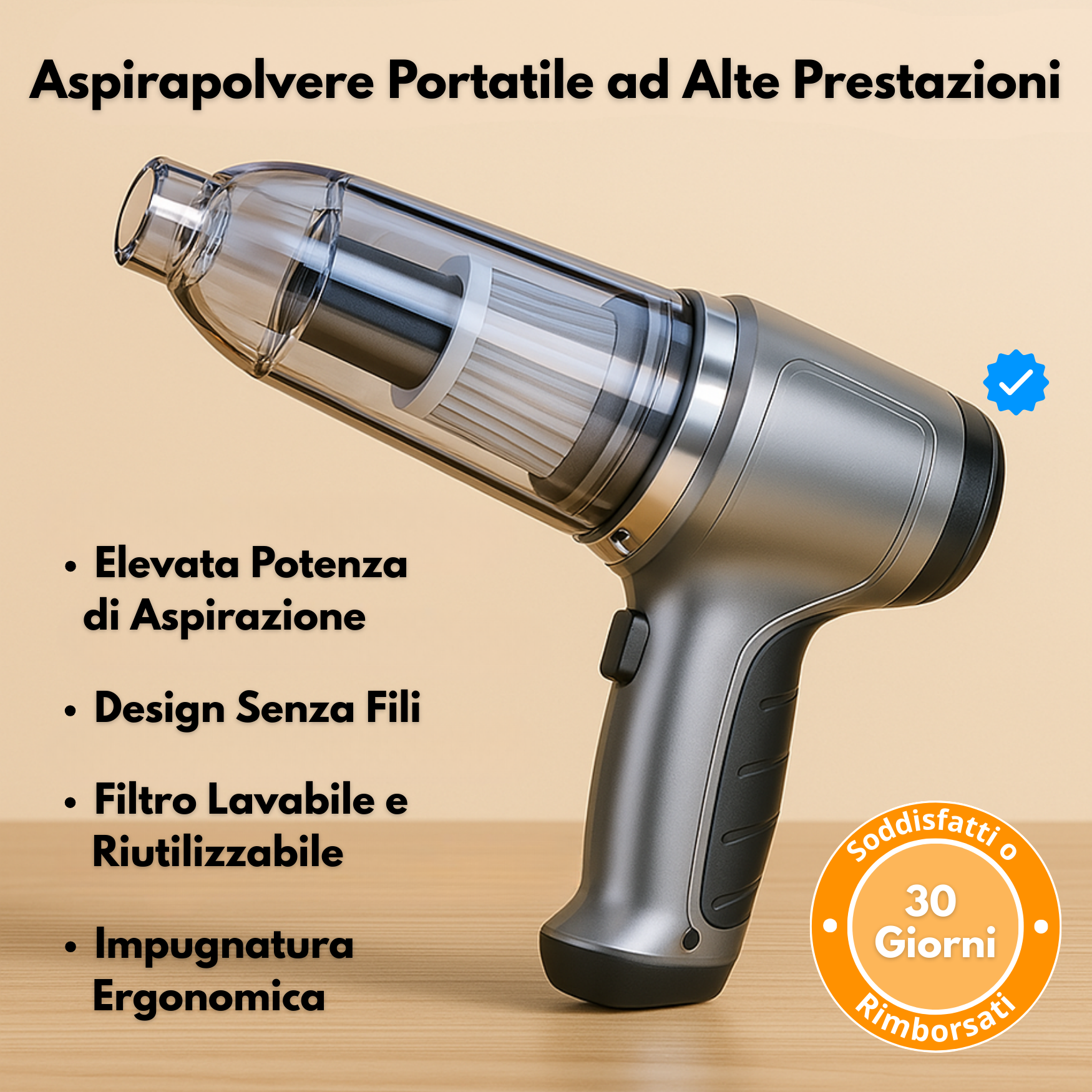 Aspirapolvere A90 PRO per auto senza fili potente – Compatto, leggero e ricaricabile