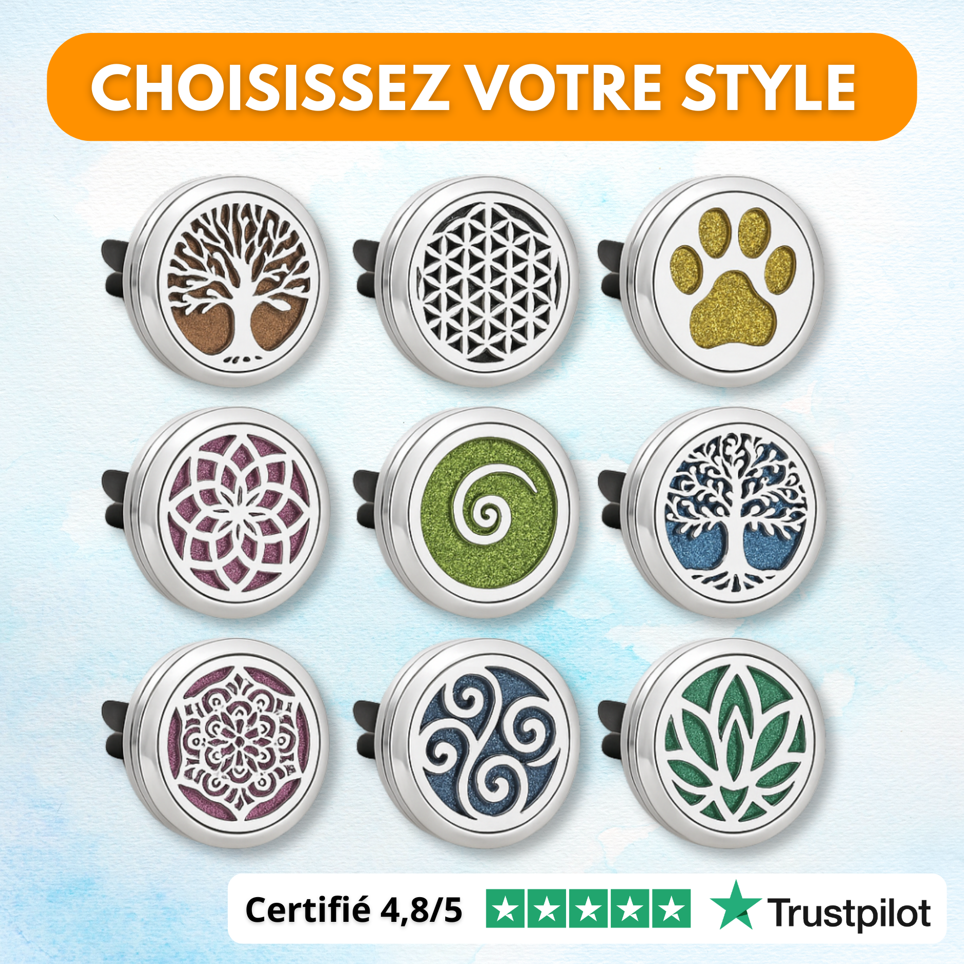 Diffusore di deodorante per auto con 10 pendenti ricaricabili