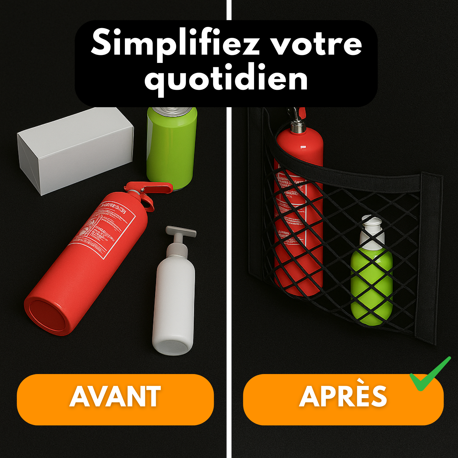 Rete portaoggetti autoadesiva per bagagliaio auto - Organizer per auto