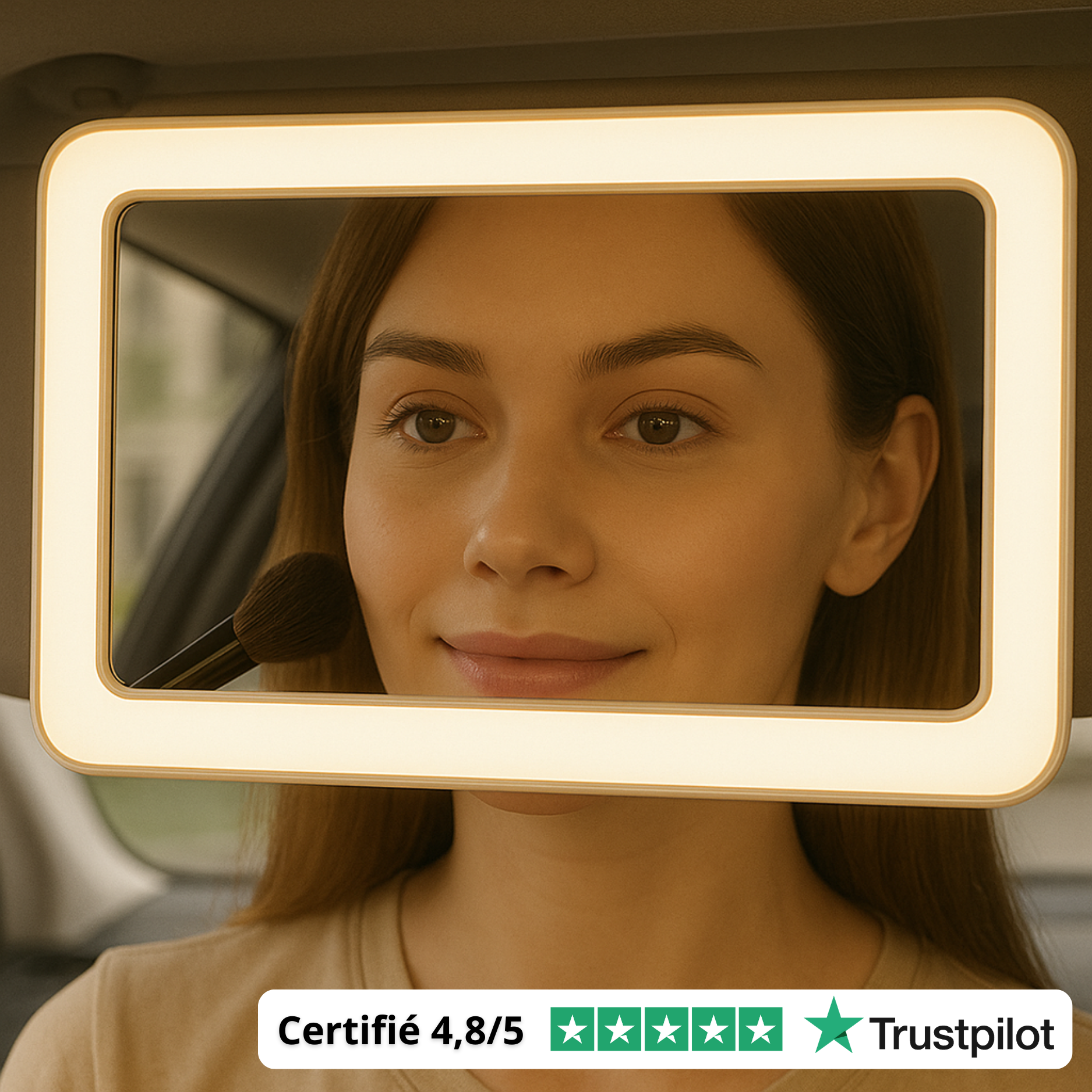 Specchio per il trucco a LED per auto: luce touch e ricaricabile