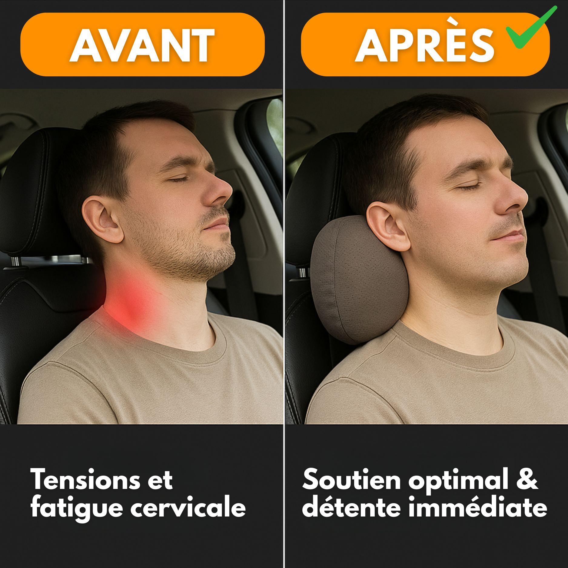 Cuscino ergonomico per il collo dell'auto - Universale e regolabile