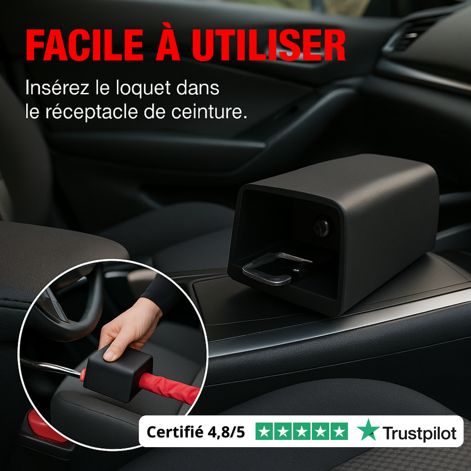 Bloccasterzo e cintura di sicurezza per auto – Cavo in acciaio rinforzato + 3 chiavi – Sicurezza per SUV, camion, auto