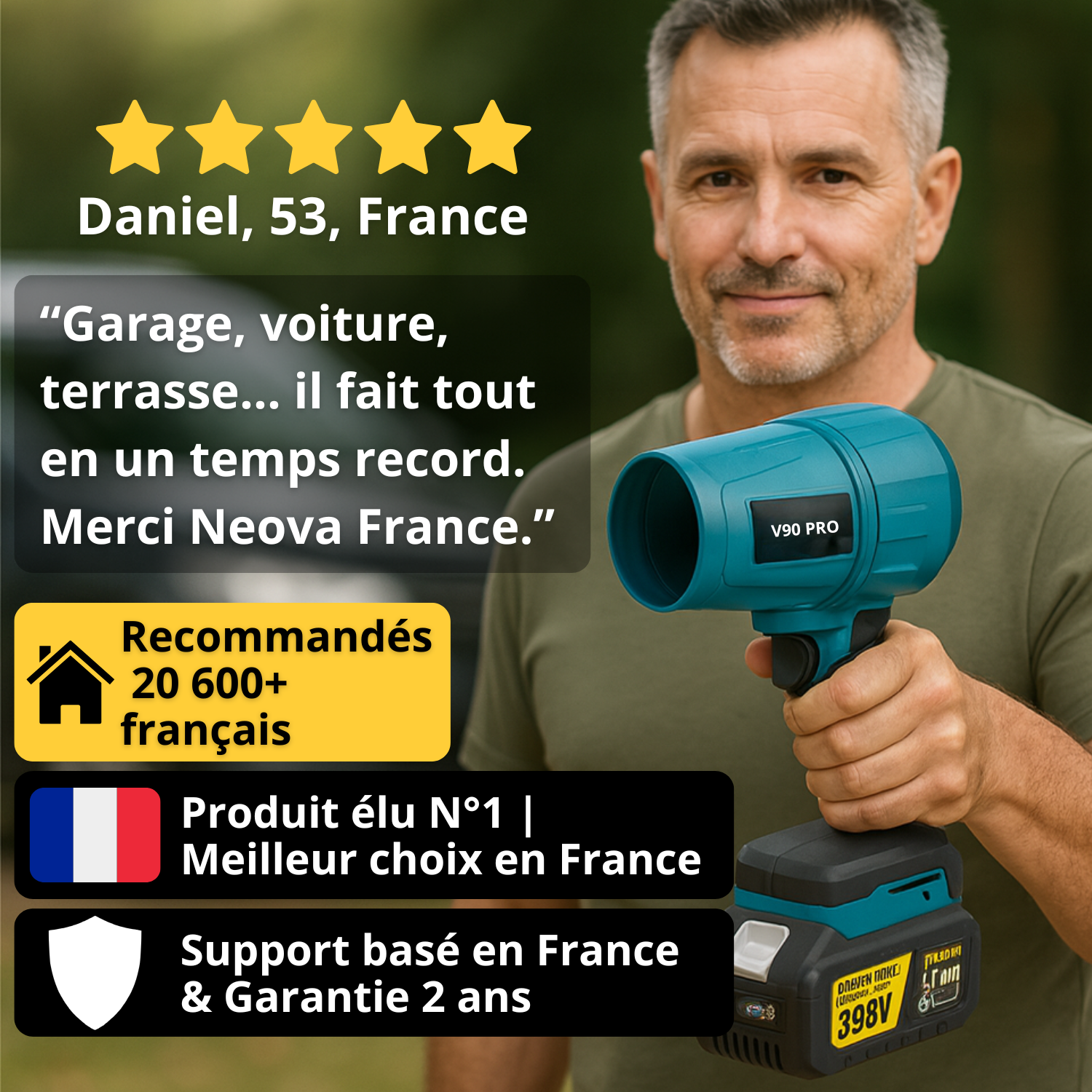 Potente soffiatore a batteria V90 PRO: compatto, leggero e ultra efficiente