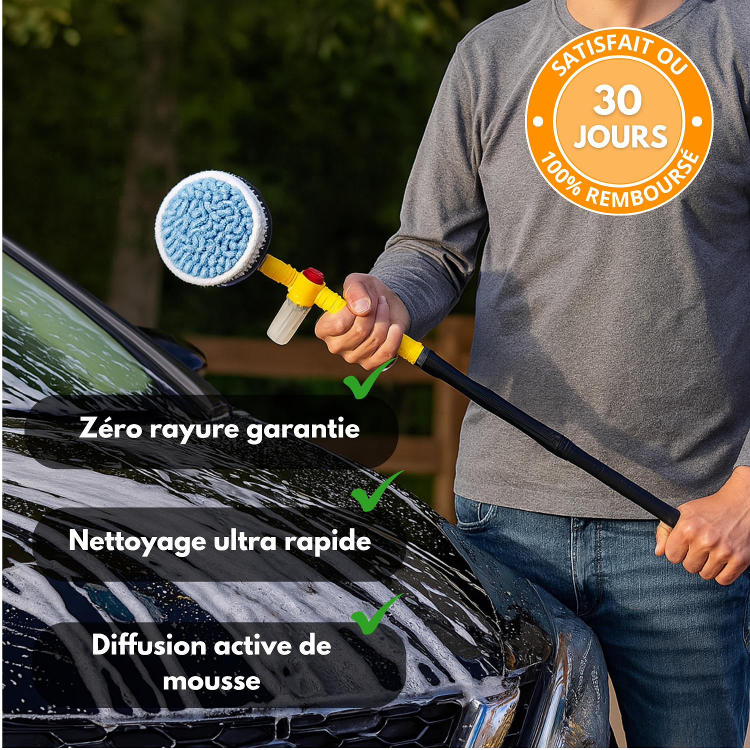 HydroSpin360 | Spazzola rotante in schiuma senza elettricità