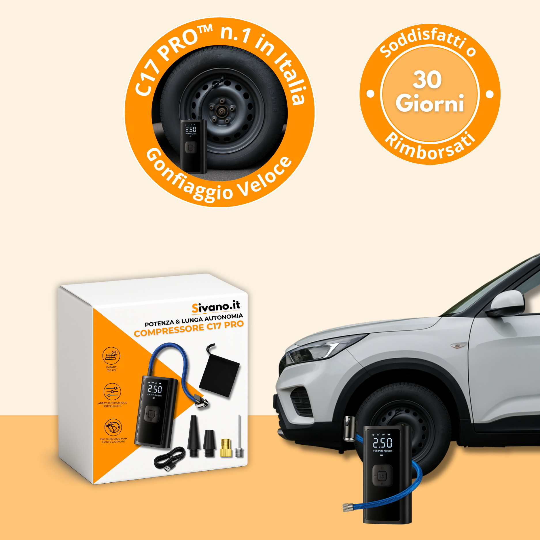 C17 Pro™ – Compressore d’Aria Professionale e Intelligente Senza Fili