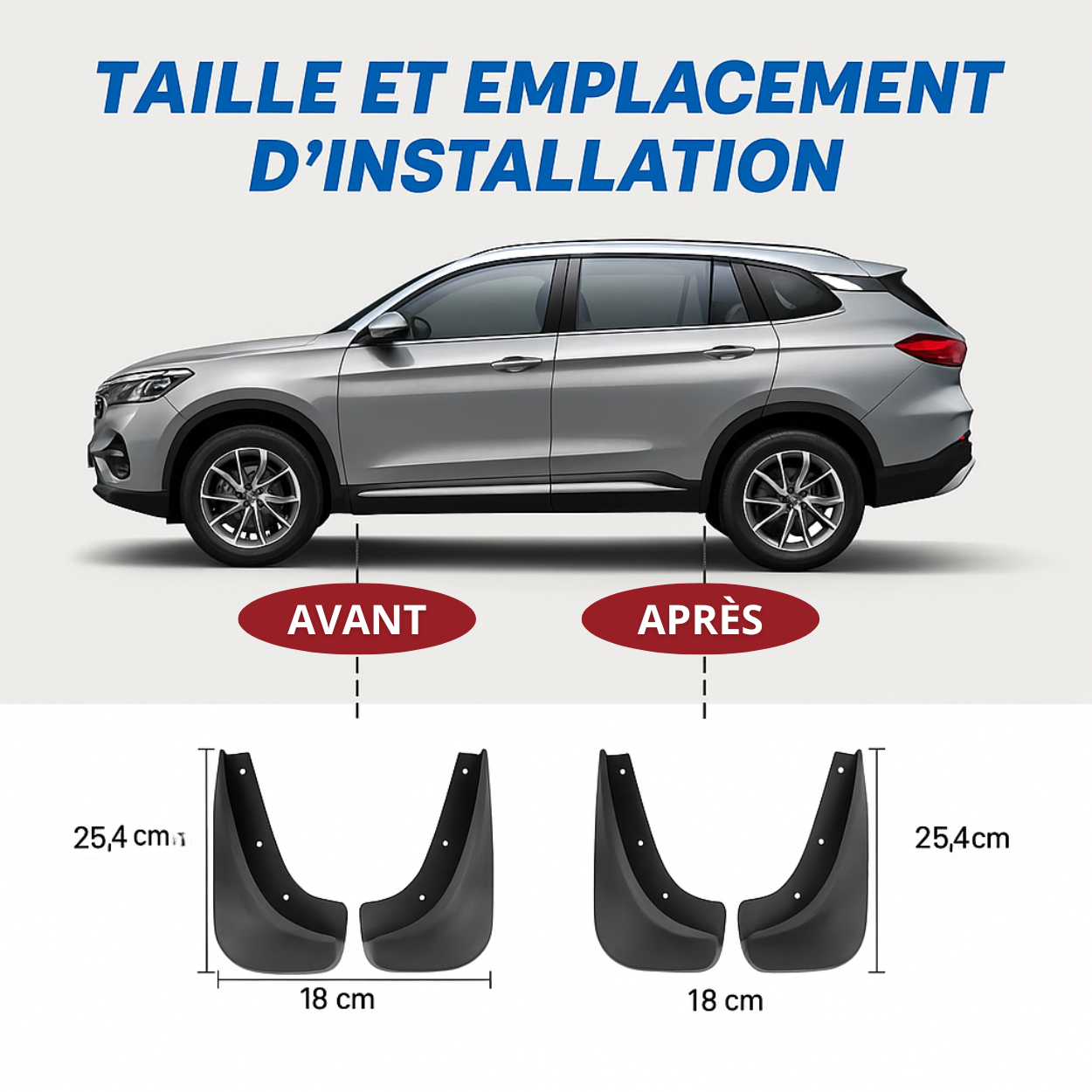 Parafanghi universali per auto (4 pezzi) – Paraspruzzi per ruote anteriori e posteriori